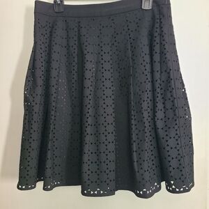 NWT New York & Company Black Pleaded Business Casual Fit & Flare Skirt Size 10